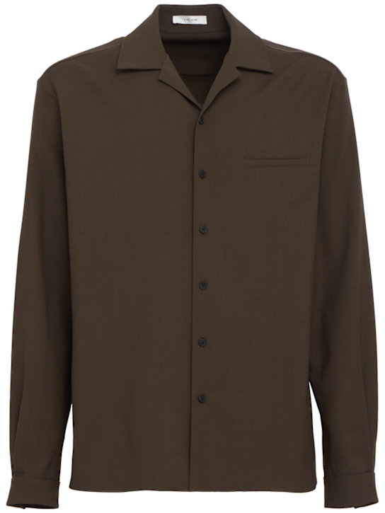 The Row: Kanta光滑柔软羊毛衬衫 - Sepia Khaki - men_0 | Luisa Via Roma