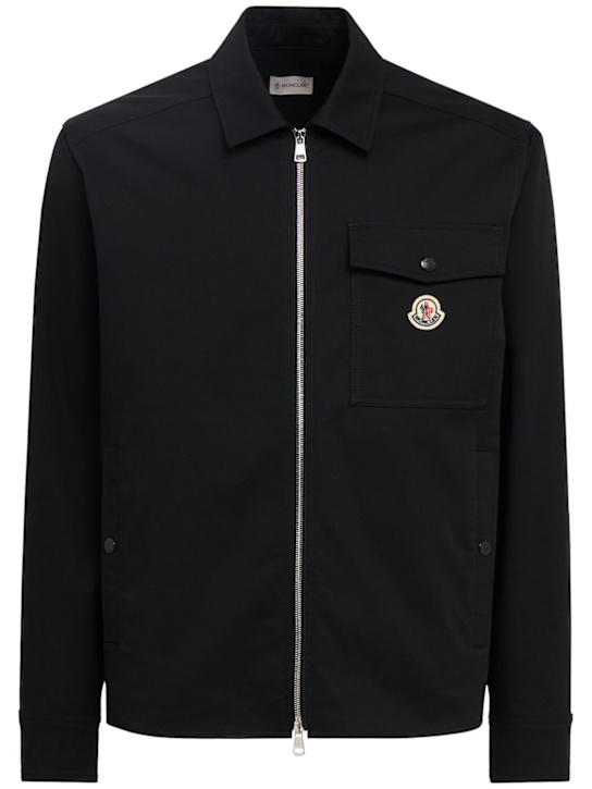 Moncler: Cotton blend gabardine shirt jacket - Schwarz - men_0 | Luisa Via Roma