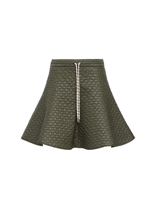 Moncler: Floral quilted nylon padded mini skirt - Verde Oliva - women_0 | Luisa Via Roma