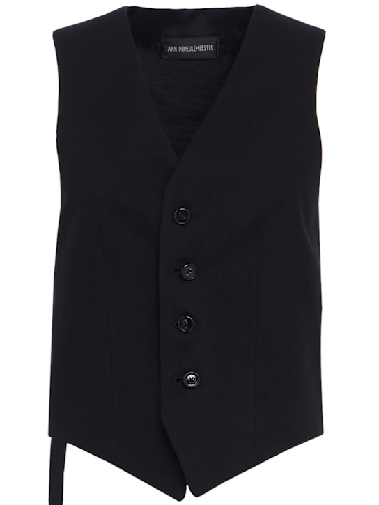 Ann Demeulemeester: Buttoned cotton vest - Noir - women_0 | Luisa Via Roma