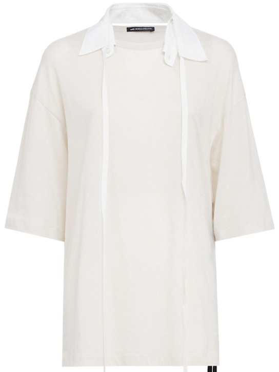 Ann Demeulemeester: Agapi cotton t-shirt w/ collar detail - 白色 - women_0 | Luisa Via Roma