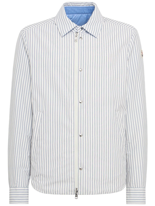 Moncler: Crescent reversible down shirt jacket - 蓝色/白色 - men_0 | Luisa Via Roma