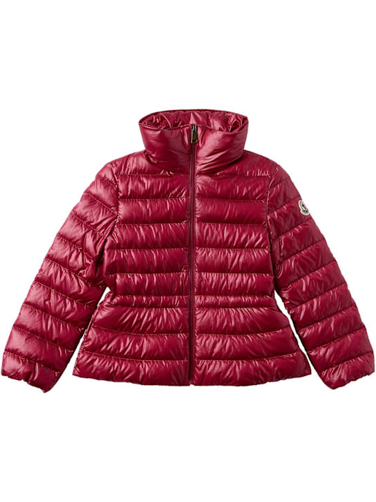 Moncler: Fem shiny nylon down jacket - Rojo Coral - kids-girls_0 | Luisa Via Roma