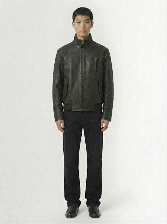 The Row: Akia leather jacket - Dark Brown - men_1 | Luisa Via Roma