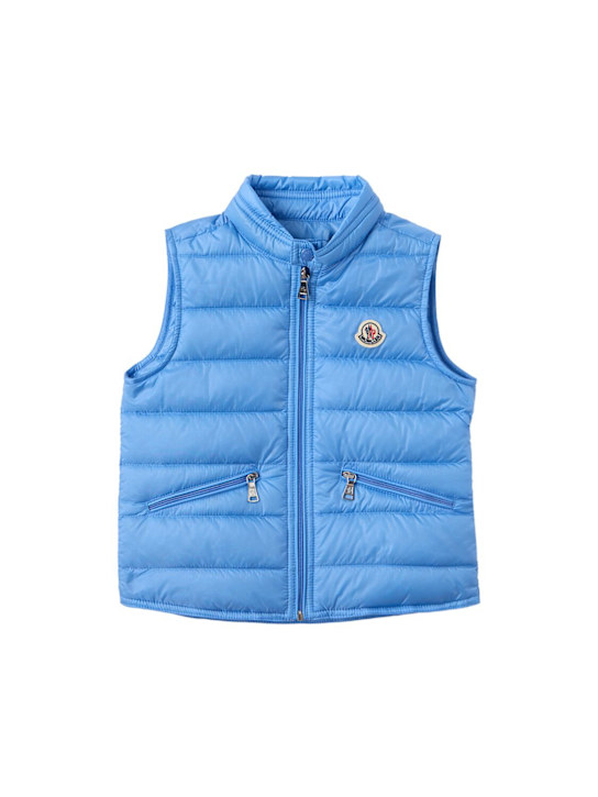 Moncler: Gui nylon packable down vest - Light Blue - kids-boys_0 | Luisa Via Roma