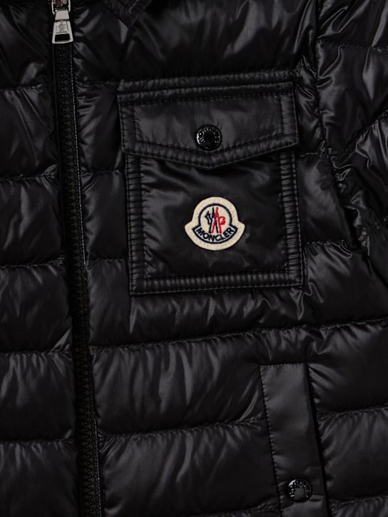 Moncler: Mourillon nylon down shirt jacket - Black - kids-boys_1 | Luisa Via Roma