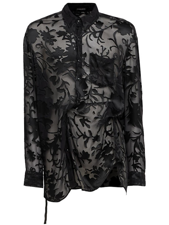 Ann Demeulemeester: Mark high comfort devore shirt - Black - men_0 | Luisa Via Roma