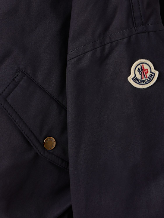 Moncler: Eucalyptus cotton blend down jacket - Azul Marino - kids-girls_1 | Luisa Via Roma