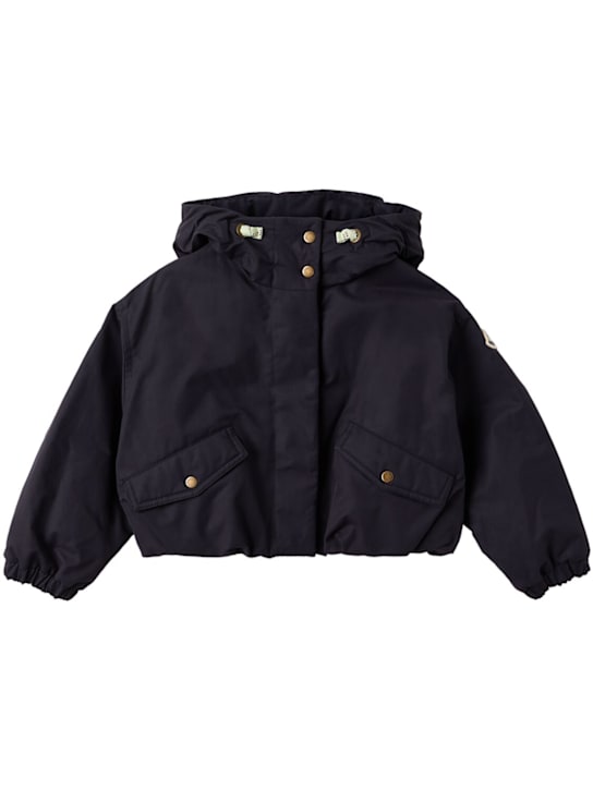 Moncler: Eucalyptus cotton blend down jacket - Azul Marino - kids-girls_0 | Luisa Via Roma