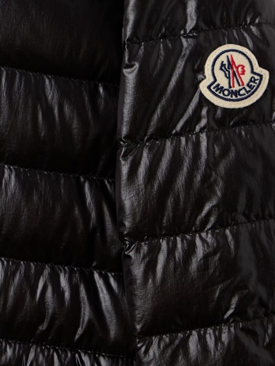 Moncler: Fem shiny nylon down jacket - 黑色 - kids-girls_1 | Luisa Via Roma