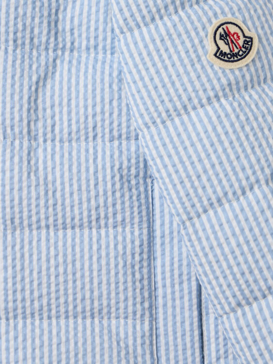 Moncler: Haluk cotton seersucker down jacket - 浅蓝色 - kids-boys_1 | Luisa Via Roma