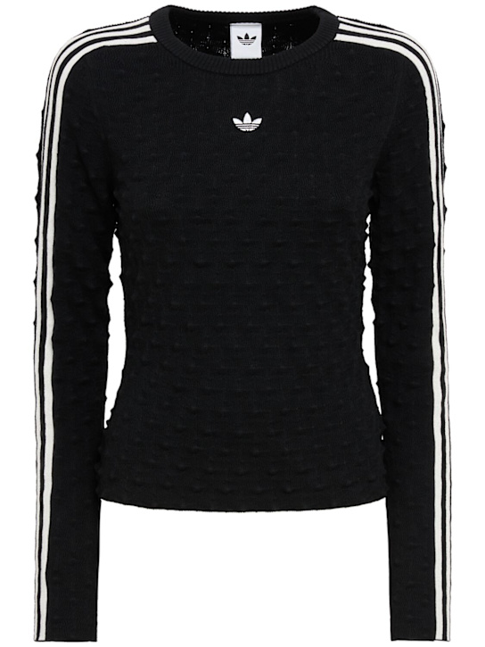 adidas Originals: Solid Spike slim knit top - 黑色 - women_0 | Luisa Via Roma