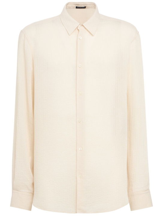 Ann Demeulemeester: Andre同色条纹经典版型衬衫 - 米白色 - men_0 | Luisa Via Roma