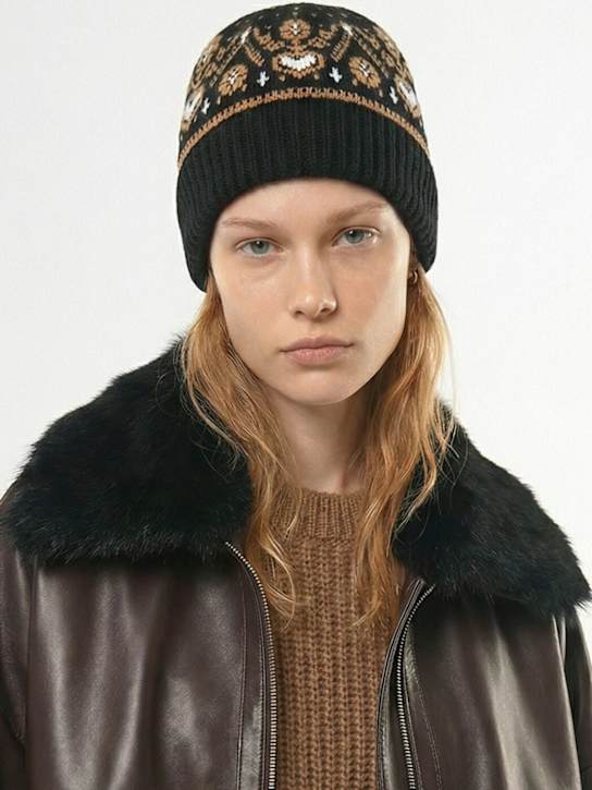 Khaite: Bonnet en cachemire Avers - Noir/Camel - women_1 | Luisa Via Roma