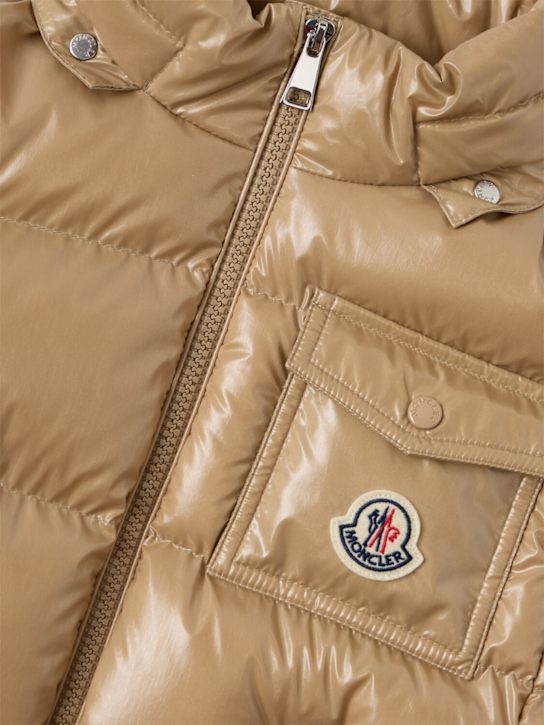 Moncler: Andro nylon down jacket - 米黄色 - kids-girls_1 | Luisa Via Roma