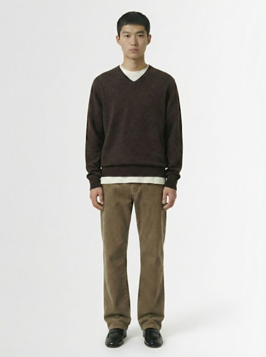 The Row: Rod v-neck cashmere knit sweater - Heather Brown - men_1 | Luisa Via Roma