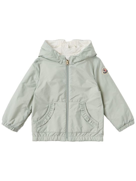 Moncler: Nigar nylon hooded rain jacket - Grün - kids-girls_0 | Luisa Via Roma