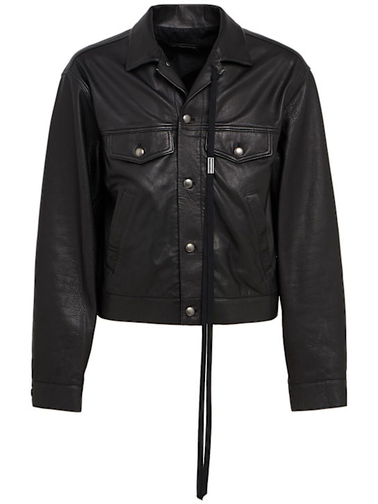 Ann Demeulemeester: Raf 5-pocket standard leather jacket - Black - men_0 | Luisa Via Roma