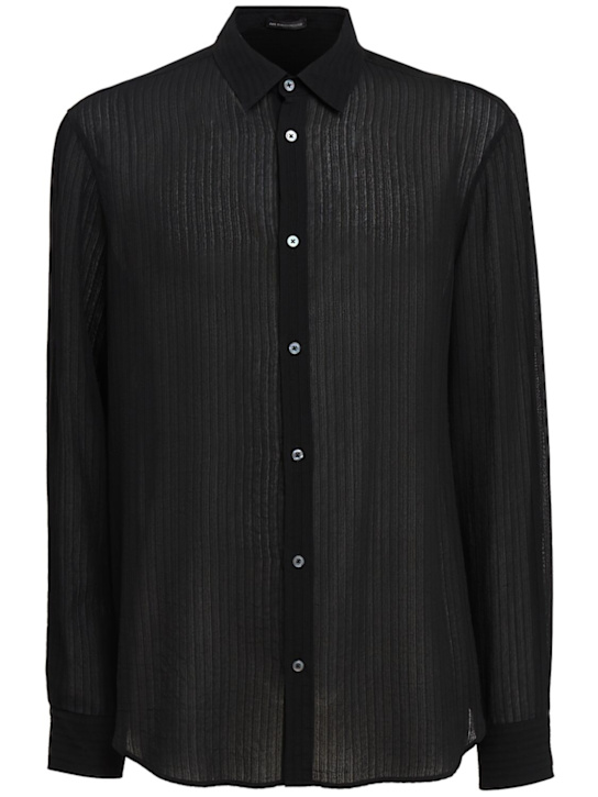 Ann Demeulemeester: Andre同色条纹经典版型衬衫 - 黑色 - men_0 | Luisa Via Roma
