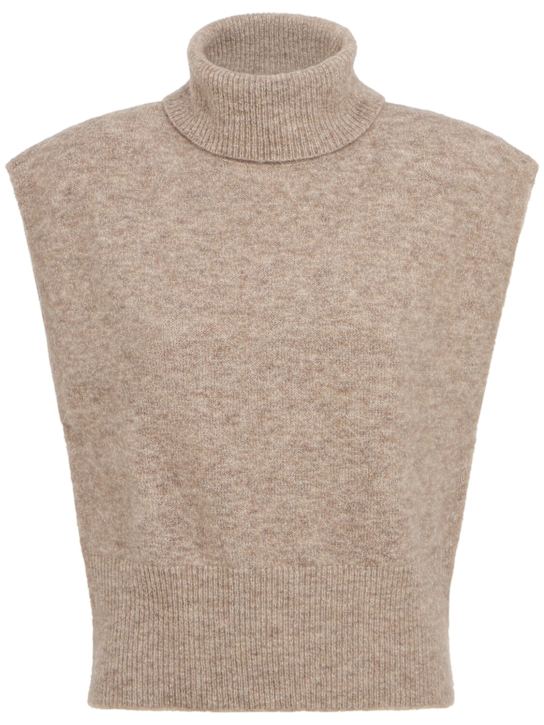 Gestuz: Alpha wool blend knit sleeveless sweater - Beige - women_0 | Luisa Via Roma