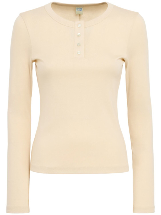 Flore Flore: T-shirt manches longues Jess en coton - Blanc Cassé - women_0 | Luisa Via Roma
