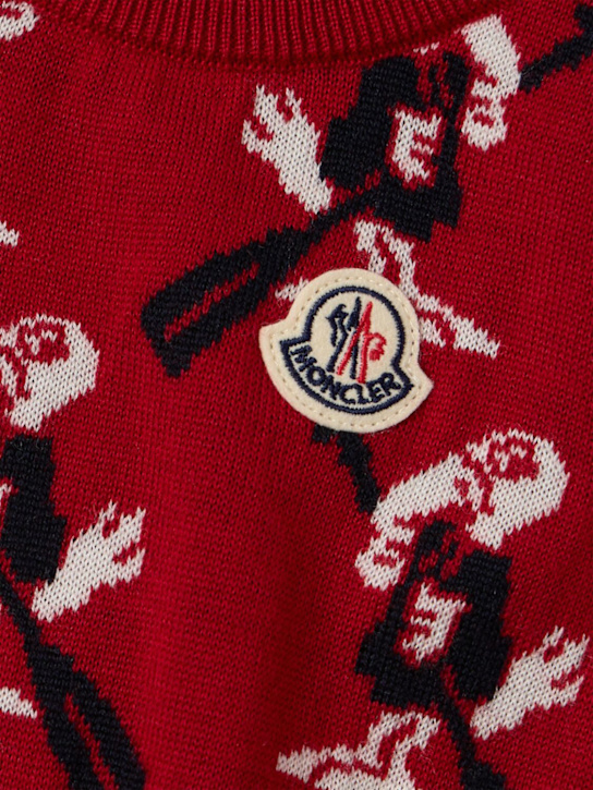 Moncler: Duck jacquard virgin wool vest - Rot - kids-boys_1 | Luisa Via Roma