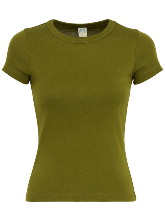 Flore Flore: Car Baby Tee 오가닉 코튼 골지 티셔츠 - 그린 - women_0 | Luisa Via Roma