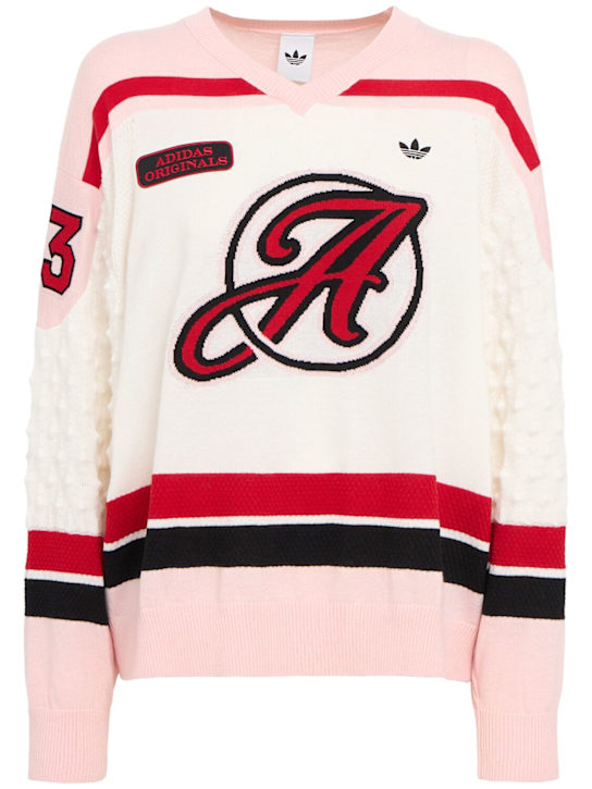 adidas Originals: Oversize knit jersey sports top - Blanco - women_0 | Luisa Via Roma