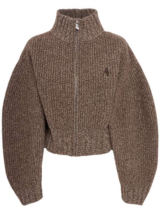 The Attico: Knit zip cardigan - Braun - women_0 | Luisa Via Roma