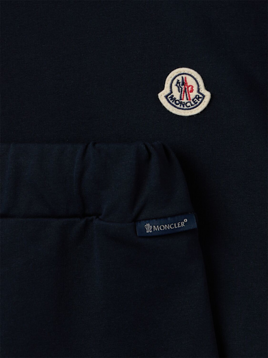 Moncler: Tricolour-trimmed cotton tracksuit set - Nachtblau - kids-boys_1 | Luisa Via Roma
