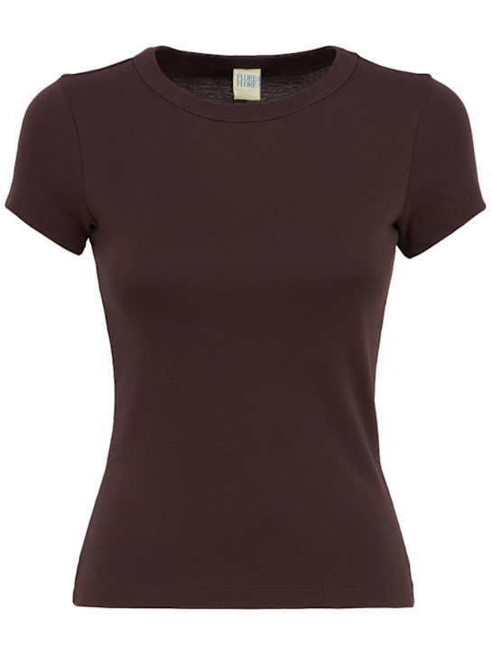 Flore Flore: Car Baby Tee有机棉罗纹T恤 - 棕色 - women_0 | Luisa Via Roma