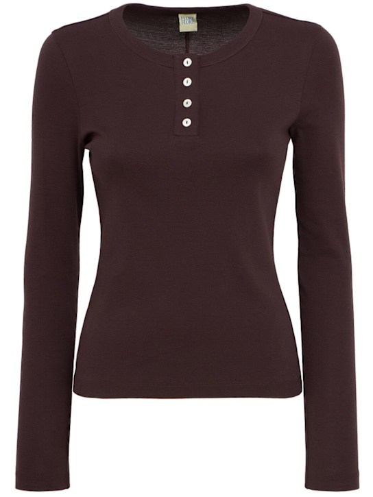 Flore Flore: T-shirt in cotone Jess a maniche lunghe - Marrone - women_0 | Luisa Via Roma