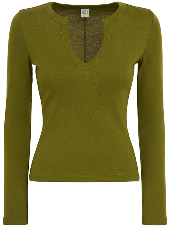 Flore Flore: T-shirt Iman manches longues en coton - Vert - women_0 | Luisa Via Roma