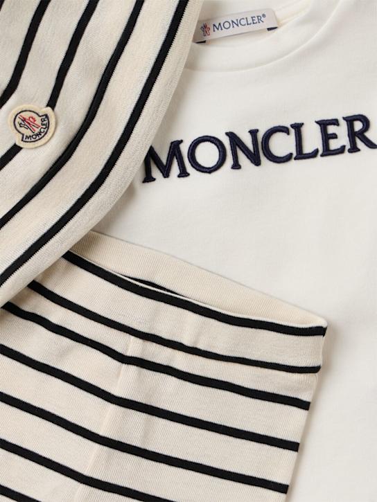 Moncler: Striped cotton set - Blanco/Azul - kids-boys_1 | Luisa Via Roma
