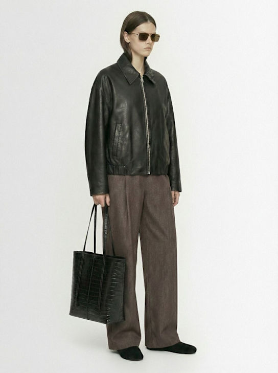 By Malene Birger: Abilso embossed leather tote bag - Noir - women_1 | Luisa Via Roma