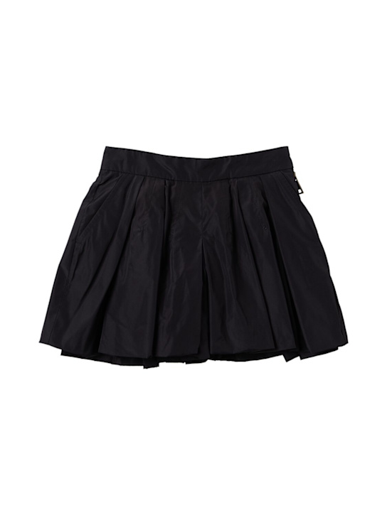 Moncler: Pleated tech taffeta shorts - Denim Bleu - kids-girls_0 | Luisa Via Roma