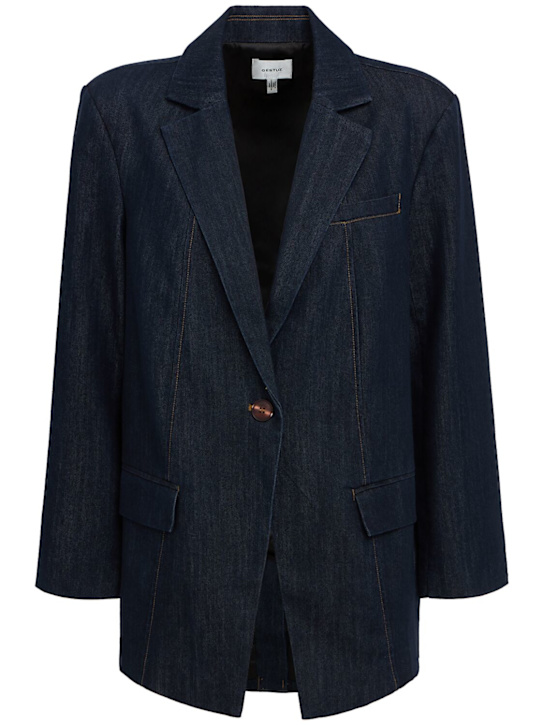Gestuz: Elli cotton blend denim blazer - Bleu Foncé - women_0 | Luisa Via Roma