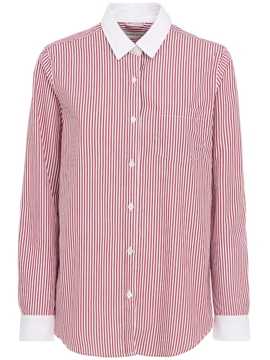 Marie Marot: Raquel cotton shirt - Bordeaux/White - women_0 | Luisa Via Roma
