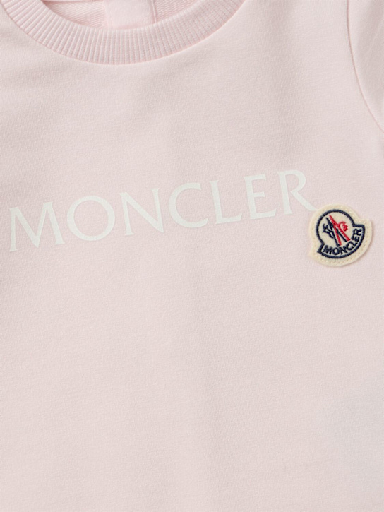 Moncler: Logo cotton baby romper - Light Pink - kids-girls_1 | Luisa Via Roma