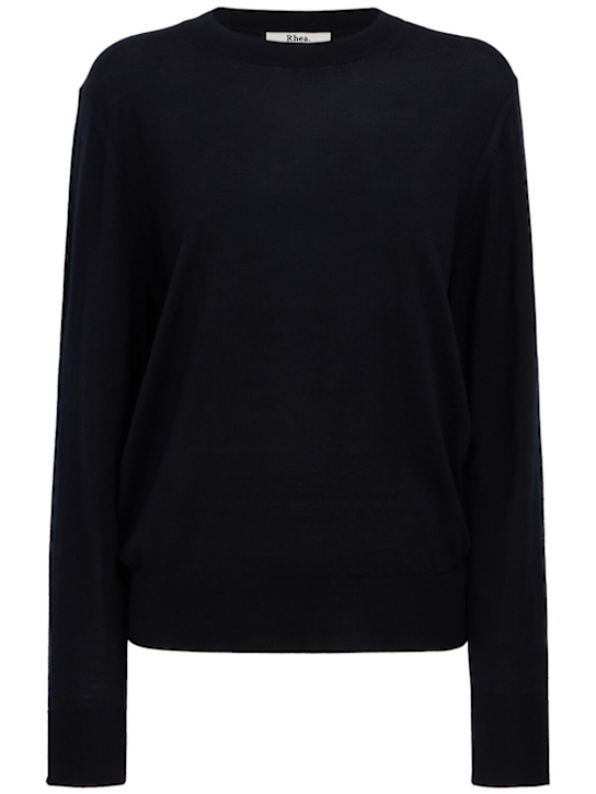 Rhea: Crewneck wool sweater - Azul Marino - women_0 | Luisa Via Roma