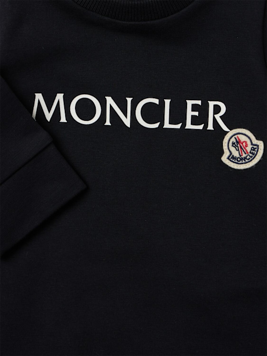 Moncler: Logo cotton baby romper - Azul Marino - kids-boys_1 | Luisa Via Roma