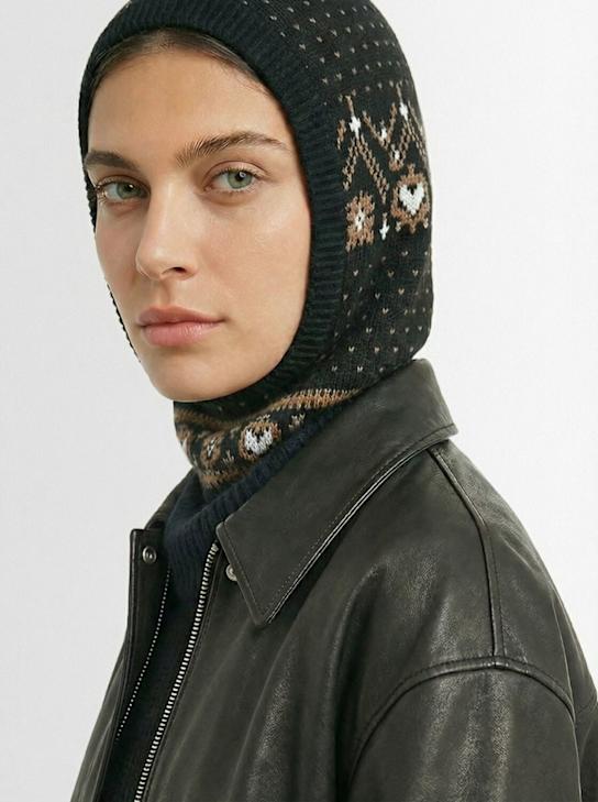 Khaite: Caspian羊绒巴拉克拉法帽 - 黑色/驼色 - women_1 | Luisa Via Roma