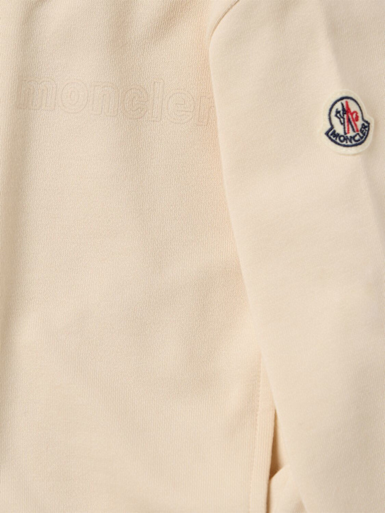 Moncler: Logo patch cotton tracksuit set - Blanc Ivoire - kids-girls_1 | Luisa Via Roma