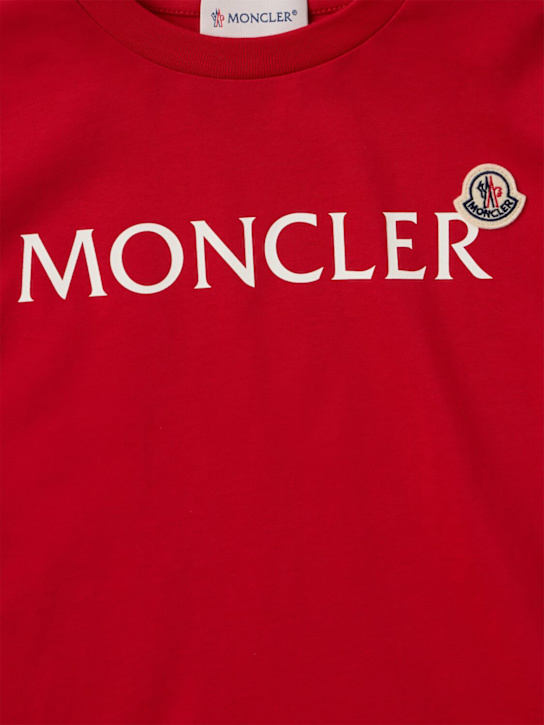 Moncler: Logo cotton t-shirt - Red - kids-boys_1 | Luisa Via Roma