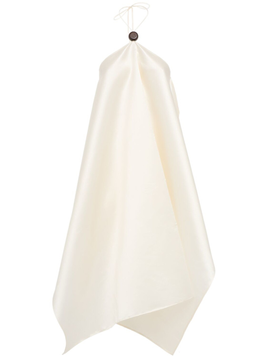 Diana Milkanova: Silk dress w/ wood detail - Blanc - women_0 | Luisa Via Roma