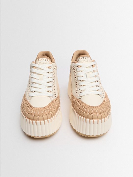 Chloé: Sneakers Nama de plataforma y piel 70mm - Soft Powder - women_1 | Luisa Via Roma
