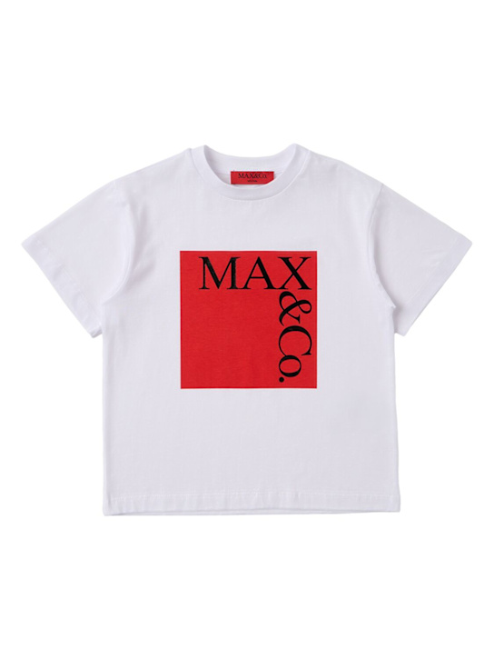 MAX&Co.: Printed cotton jersey t-shirt - 白色/红色 - kids-girls_0 | Luisa Via Roma