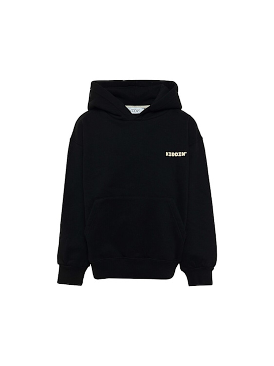 Kiddin': Cotton hoodie - Black - kids-boys_0 | Luisa Via Roma