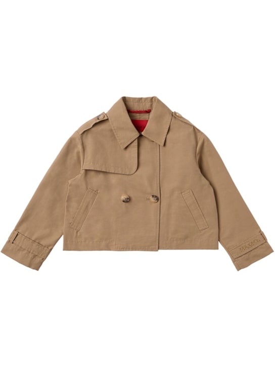 MAX&Co.: Cotton blend cropped jacket - 卡其色 - kids-girls_0 | Luisa Via Roma