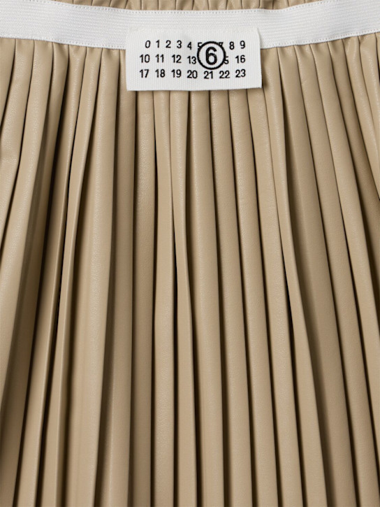 MM6 Maison Margiela: 粘胶纤维百褶裙 - 米黄色 - kids-girls_1 | Luisa Via Roma